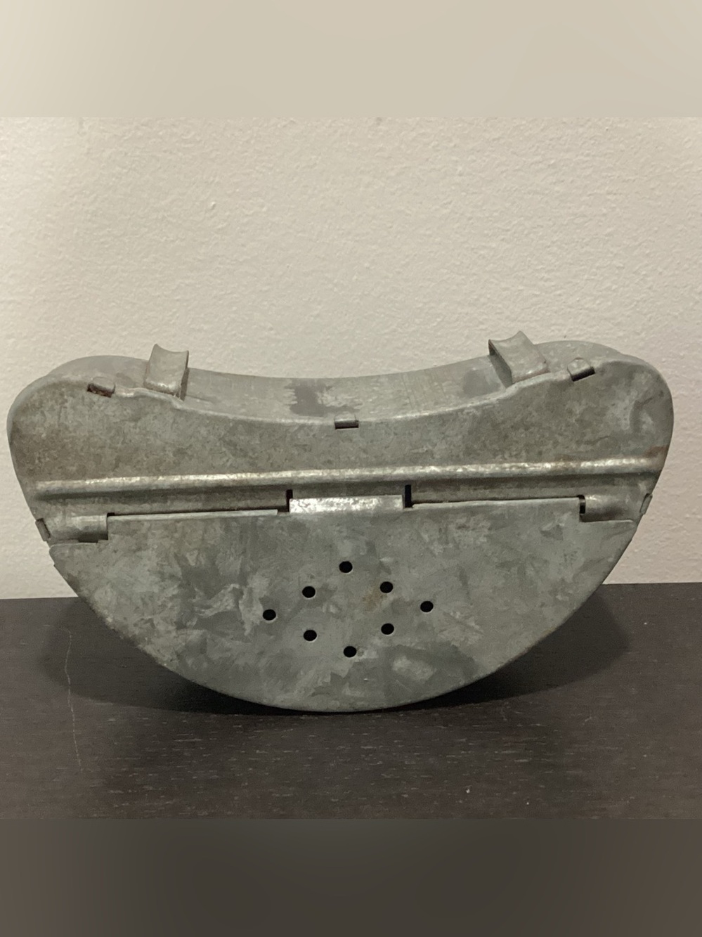 Vintage metal belt Bait Box, Historiclly used by fishermen to carry live bait.